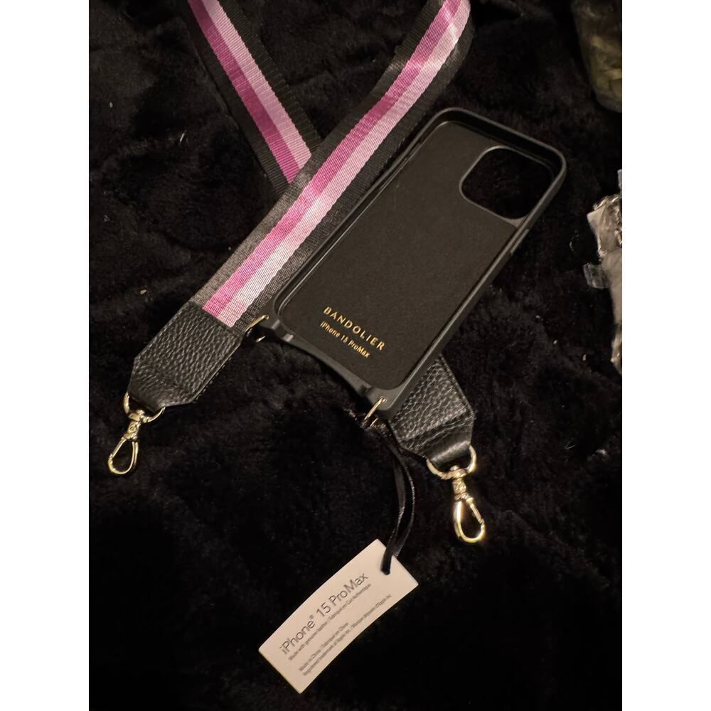 Bandolier 15 pro max Haley wallet case &
Thick nylon& leather purple skye strap
